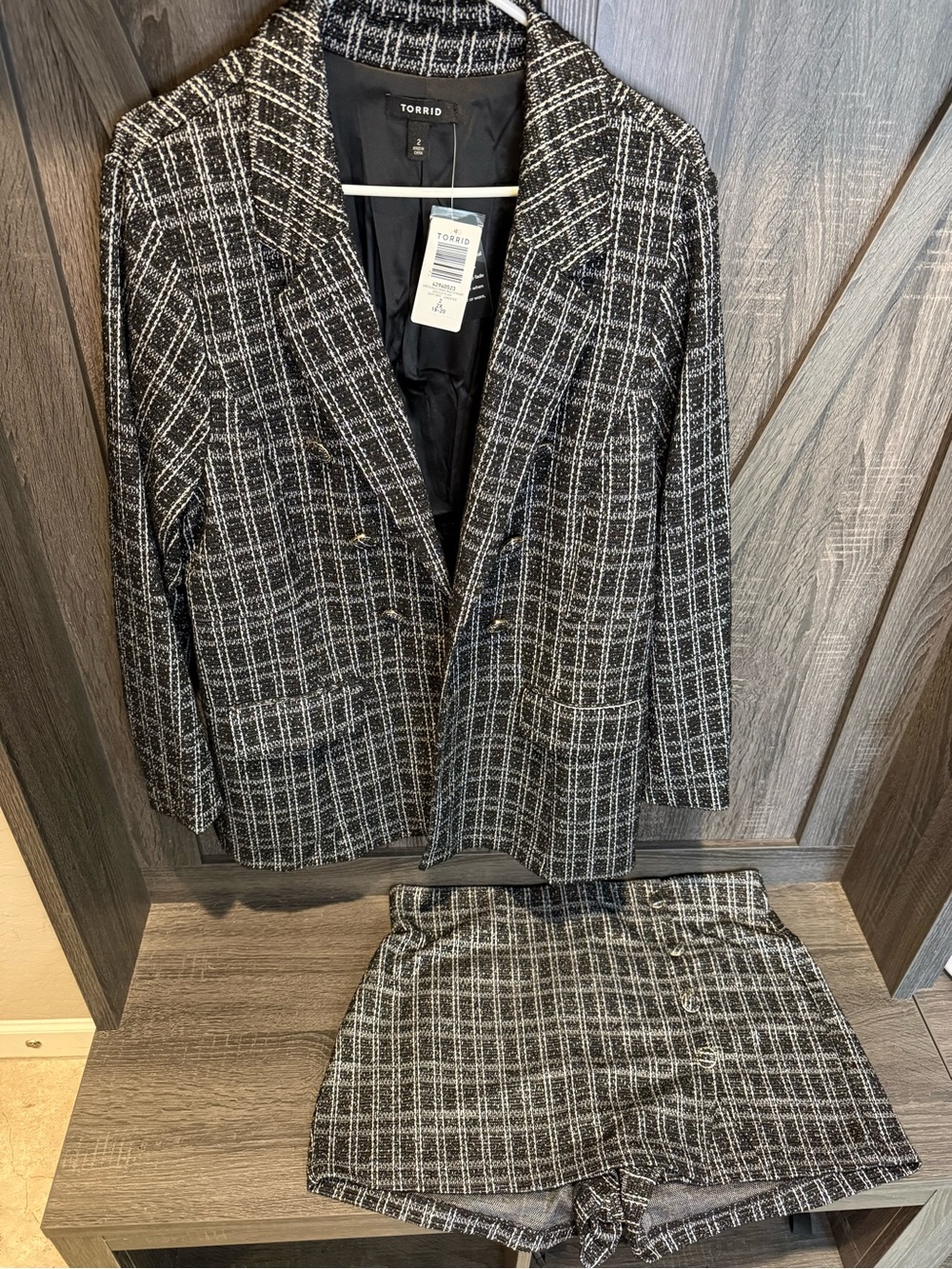 Torrid Black & White Plaid Blazer and Skort Set